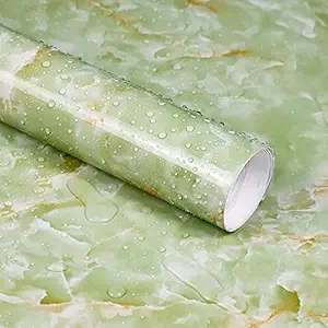 RETAIL PARATPAR Green Marble wallpaper for kitchen, kitchen wallpaper oil proof waterproof, wallpaper for wall sticker, oil proof sheets for kitchen, aluminum sheet, kitchen platform sticker, kitchen sticker, kitchen sheet (Green 200 CM)