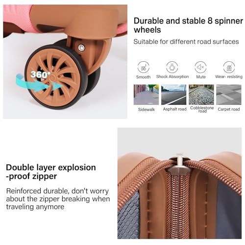 Image of Luggage Sets 3 Piece (20 /24 /28 inch)-Carry On Suitcase-Suitcase With Wheels-PC+ABS - Hardside Spinner Travel Luggage, Black, 4 Pcs Set, Hardside Luggage Sets With Spinner Wheels (PINK)