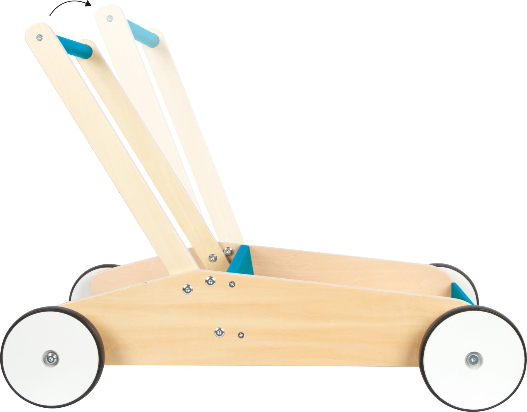 small Foot Lauflernwagen Petrolblau, robuster Schiebewagen aus Holz, mit großer Ladefläche, ab 12 Monaten, 12611