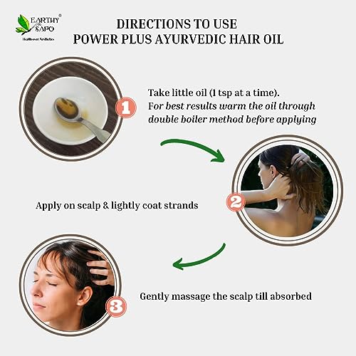 Image of Earthy Sapo Handmade Power Plus Ayurvedic Hair Oil | Formula with Bhringraj, Brahmi & Rosemary for Strengthening and Nourishing Hair Care | 100 ml Bottle