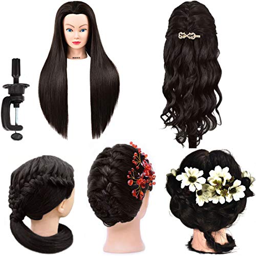 Mannequin Head Synthetic Fiber Hair Manikin Head Hair Training Head Styling Hairdresser Training Head Training Model Cosmetology Doll Head Hair for Practice Cutting Braiding for Practice Cutting Braid