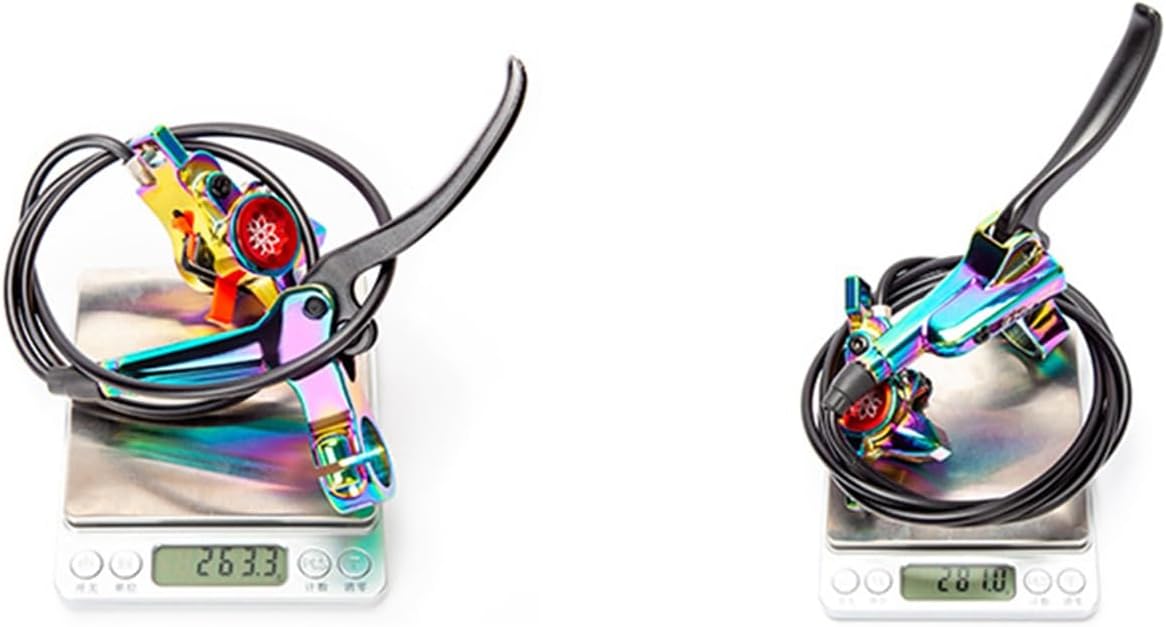 FukkeR Bicycles Mechanical Left Front Disc Brakes Kit 800mm Mountain Bikes Aluminum Alloy Hydraulic Disc Brake Set Fit 160mm Rotor with Caliper is/PM Adapter