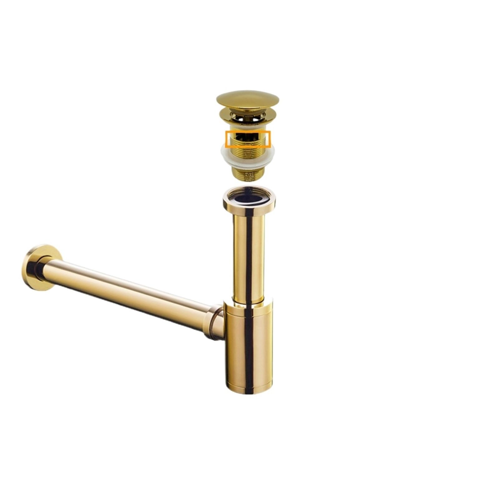 Xiehya Golden Overflow 1 Pcs Bathroom Sink Bottle Trap Wash Basin Waste Siphon Pipe Kits Stopper Drain Fittings For Diy Tools(Golden Overflow)