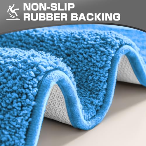 wyewye Mikrofaser Badematte, 2 cm dicke Badteppich, super saugfähig, super saugfähige Badematte, 60 x 90 cm, Farbe Blau