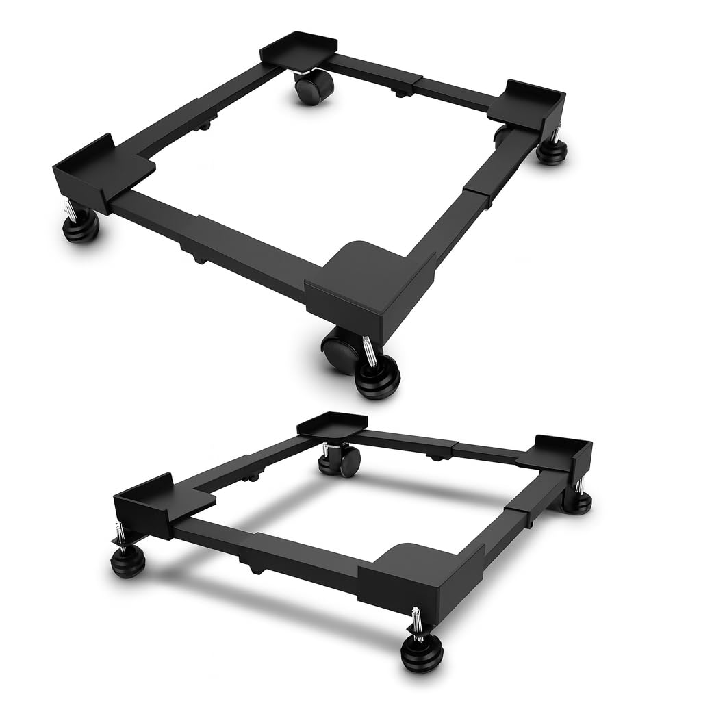 Hipkoo Washing Machine Stand with Wheels - Adjustable Metal Stand for All Semi or Front or Top Load Washing Machine, Fridge, Dishwasher Stand, etc. (Stands up to 170Kg, Black) - Pack of 2-image-26