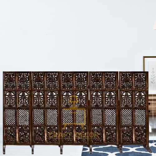 Image of Wooden Room Partition for Living Room, Wood Screen Separator and Wooden Room Dividers, Studio Wall Panel 5 Feet with Stands for Living Room /Bedroom /Office /Restaurant /(Brown) (5 Panels)