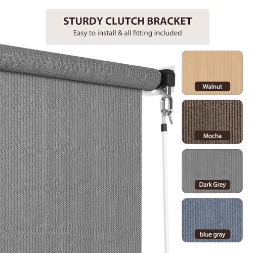 SEEYE Outdoor Sunshade Roller Shades 120" W x 96" H, Cordless Roll Up Shade Blinds Privacy Screen with 90% UV Protection, Exterior Patio Shade Cloth for Porch Pergola Balcony Windows, Dark Gray by SEEYE - Used condition - Image 5
