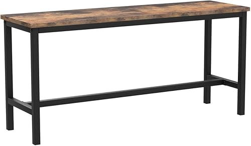 Miniatura 5 de VASAGLE Banco de comedor, par de 2, estilo industrial, marco de acero, para cocina, sala de estar, 12.8 x 42.5 x 19.7 pulgadas, marrón rústico +