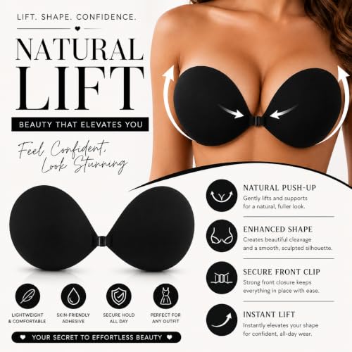 Image of Royal Luxury Women & Girl Strapless Push Up Stick On Invisible Bra - Wire Free Self Adhesive Backless Silicone for Deep Neck Dresses