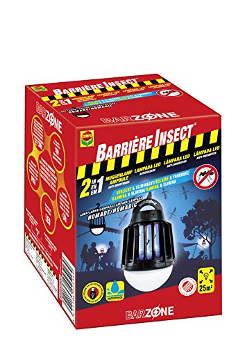 Compo Insect Barrier 2 in 1 UV Mosquito Lamp, LED Bulb with 3 Levels of Intensity, Water Resistant, Incl. USB Cable, Black, 13.5 x 9.7 x 9.5 cm