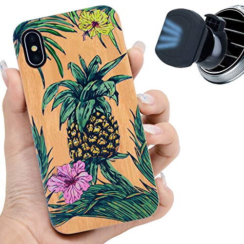 Creative Product iProductsUS Wood Phone Case Compatible with iPhone Xs, X (10) and Magnetic Mount, UV Print Pineapple Cases, Built-in Metal Plate, Wireless Charging Compatible, TPU Protective Cover (5.8 inch) Creative Product iProductsUS Wood Phone Case Compatible with iPhone Xs, X (10) and Magnetic Mount, UV Print Pineapple Cases, Built-in Metal Plate, Wireless Charging Compatible, TPU Protective Cover (5.8 inch)