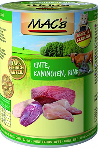 Produktbild von MAC's Cat Nassfutter Ente, Kaninchen & Rind - 6 x 400 g