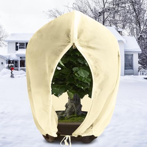 DazSpirit Winterschutz für Pflanzen, 250 x 360 cm Winterschutz Kübelpflanzensack mit Kordelzug und Reißverschluss, Wiederverwendbar Frostschutzvlies aus Frost, Frost, Insekten