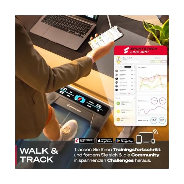 Sportstech sWalk Walking Pad Laufband mit LED 16 km/h