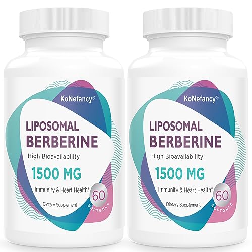 KoNefancy Liposomal Berberine Supplement 1500mg - Third Party Tested, High Bioavailability Berberine HCL Capsules for Women and Men, Non-GMO, Sugar-Free,120 Softgels