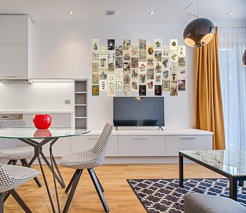 Image of Pack of 54 Vintage Wall Collage Kit Posters - 4 x 6 Inches Wall Decor Poster - Wall Art For Bedroom, Living room, Office - 1 Tissue Tape