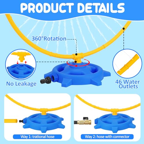 image for Basytodio Toddler Water Sprinkler with Roating Spray Nozzles Attaches 