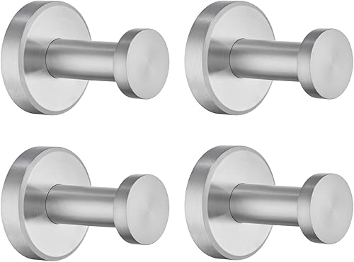 Miniatura 11 de APLusee Paquete de 2 ganchos para toallas de baño cromados pulidos, ganchos redondos para batas de acero inoxidable 304 para baño, cocina, garaje