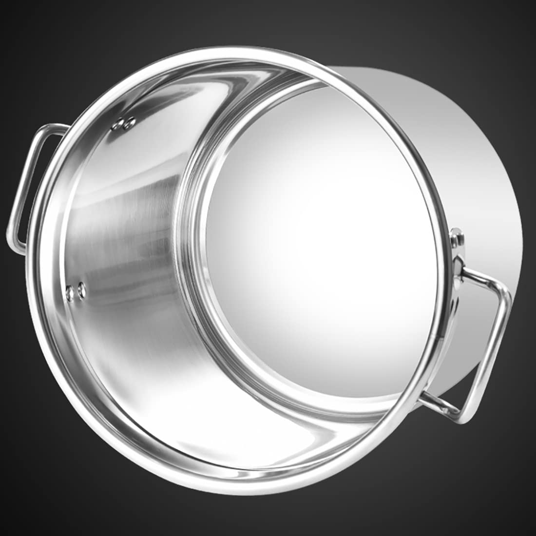 Cacerola de acero inoxidable con tapa | Olla de cocción de gran capacidad adecuada para guisos, cocer a fuego lento, fideos y preparación. Utensilios de cocina duraderos de acero inoxidable para