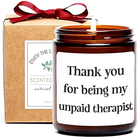 Thank You for Being My Unpaid Therapist, Best Friend Birthday Friendship Gifts for Her, Coworker,Friend, Sandalwood Rose Candle Cover
