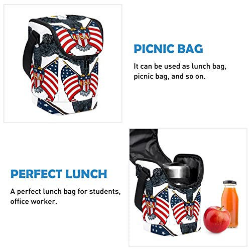 Bolsa de almuerzo con bandera de EE. UU. térmica e impermeable unisex 3