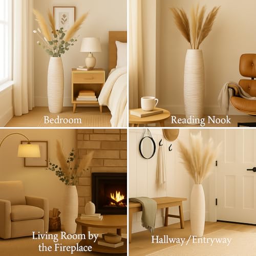 Image of Leewadee Large Floor Vase 26 inches Mango Wood for Pampas Grass, Dried Flowers