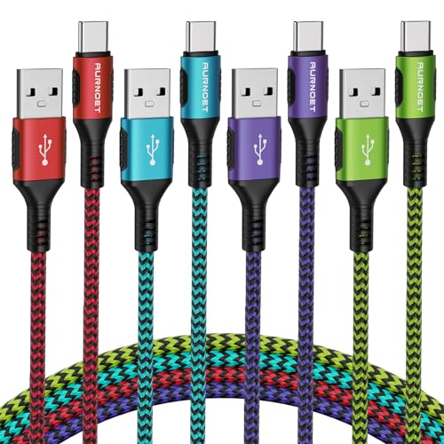 Aurnoet USB C Cable 4pack 6ft Type C Charger Nylon Braided USB C Charger Cord Fast Charging Cable for Samsung Galaxy S21 S20 S10 Plus Note 10 LG Google Pixel Moto etc