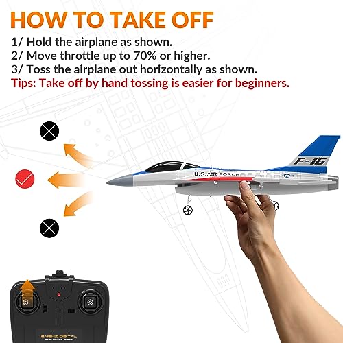 Image of volantexrc RC Plane F-16 Fighting Falcon - 2.4Ghz 2CH Remote Control Airplane Jet Fighter Ready to Fly with Cool Lights, for Beginners,Adults (762-4)