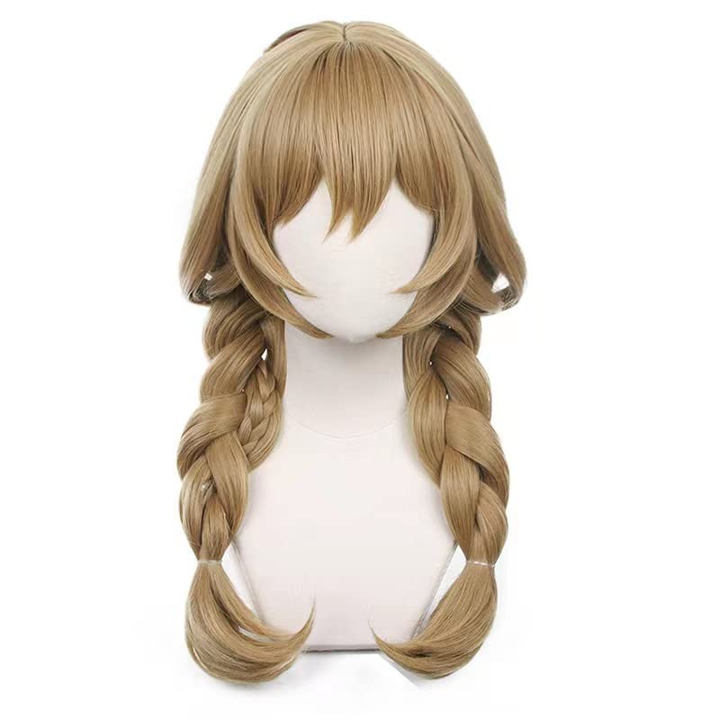 Tongtta Long Blonde Cosplay Wigs with Detachable Pigtail Halloween Costume Wig for Party