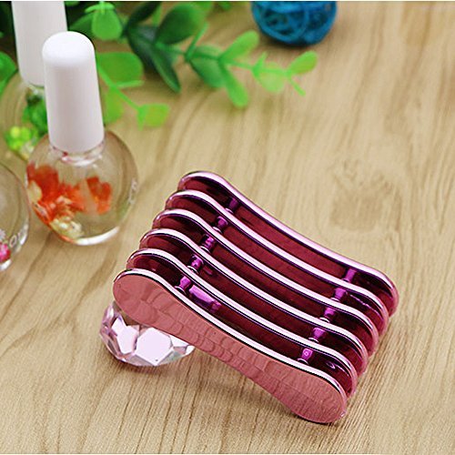 Arpoador portátil 5 Grids Plating Nail Art pinceles Carving Pen Holder Soporte Accesorio de color rosa