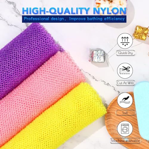 Ujfqbh UJFQBH-40 3 Pieces African Bath Sponge African Net Long Net Bath Sponge Exfoliating Shower Body Scrubber Back Scrubber Skin Smoother,Great thumb #3