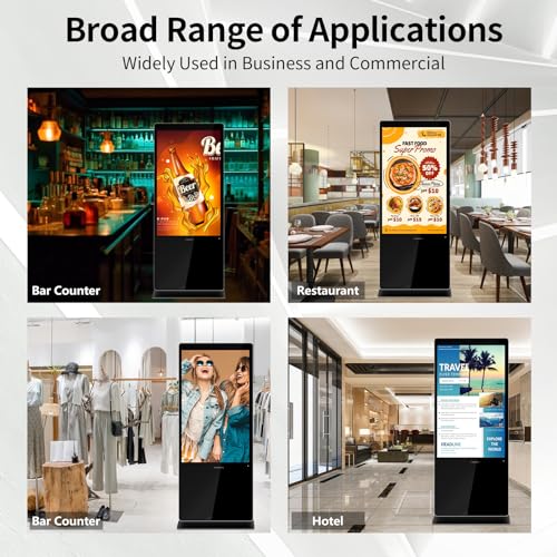 PWR4GTR 55 Inch Floor Standing Digital Signage, 4K UHD Touchscreen Interactive Display Advertising Kiosk Commercial LCD Android Totem with Auto-Play, HDMI-in - Thumbnail 5