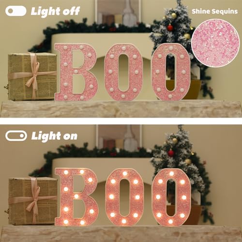 Image of LED Letter Lights Pink Glitter Marquee Letters Light Up Alphabet Letters Sign Battery Powered for Home Party Decoration Night Bar Wedding Birthday Christmas Lamp Girls Gift - Number 7