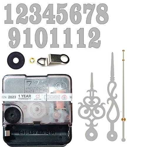 Image of 12 Pcs Arabic Mirrored Acrylic Numerals Movement Machine 22mm for Wood Resin Marble Clock Fancy Needles Pack 2 (Silver D1)
