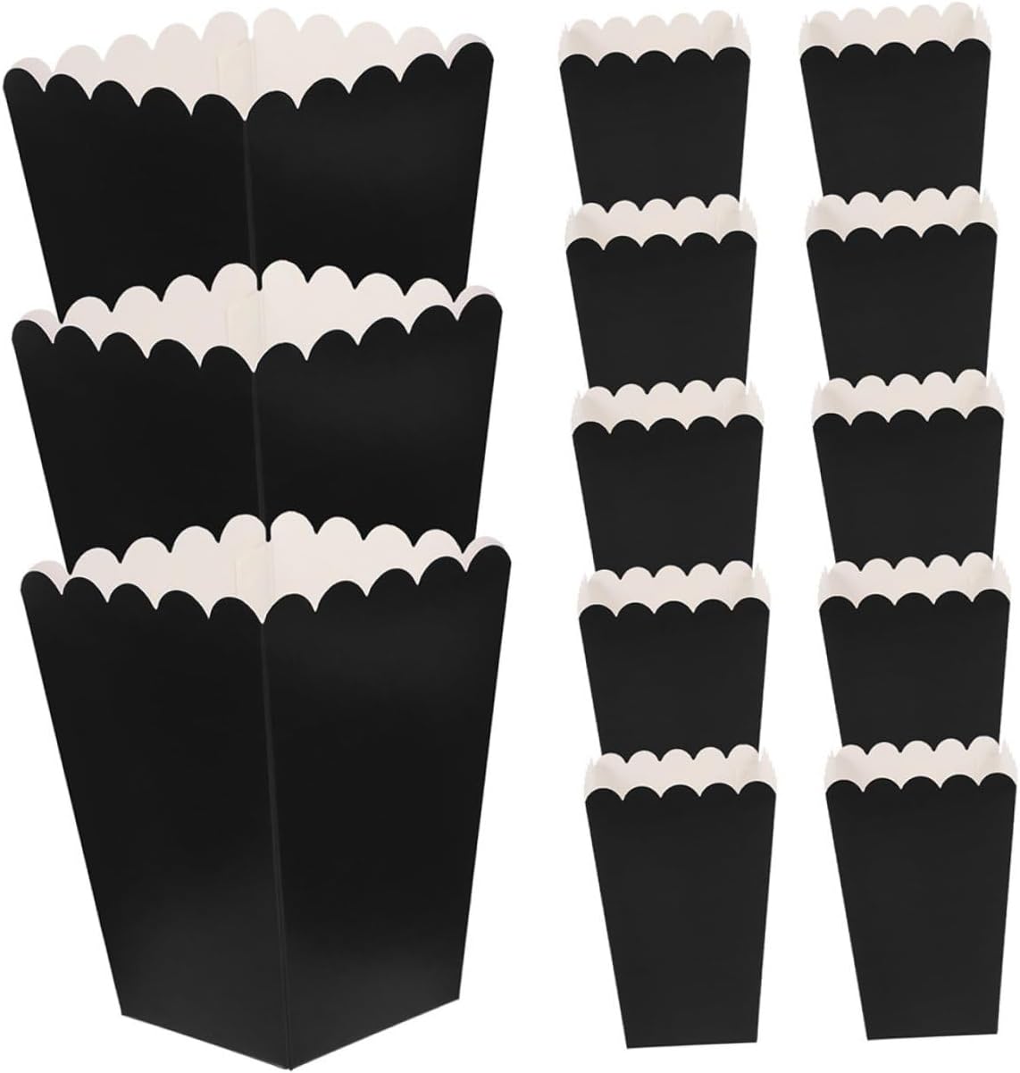 TOBBOMEY 100pcs Black Paper Popcorn Boxes Creative Snack Containers Decorative Treat Boxes for Party Wedding Favor Food-grade Disposable Popcorn Holders