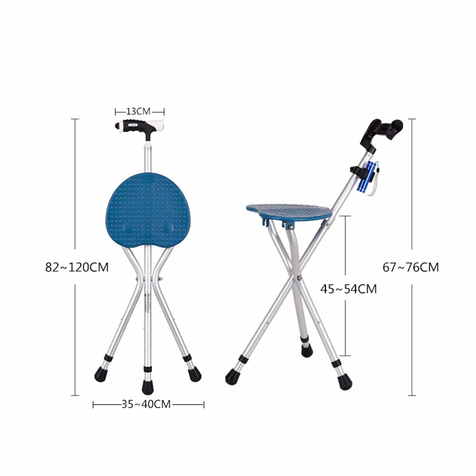 Silla de bastón para Adultos, Taburete Plegable Ajustable para Caminar, bastón con Asiento, Asiento de bastón de 3 Patas con luz LED, para Personas Mayores, Adultos (marrón B)