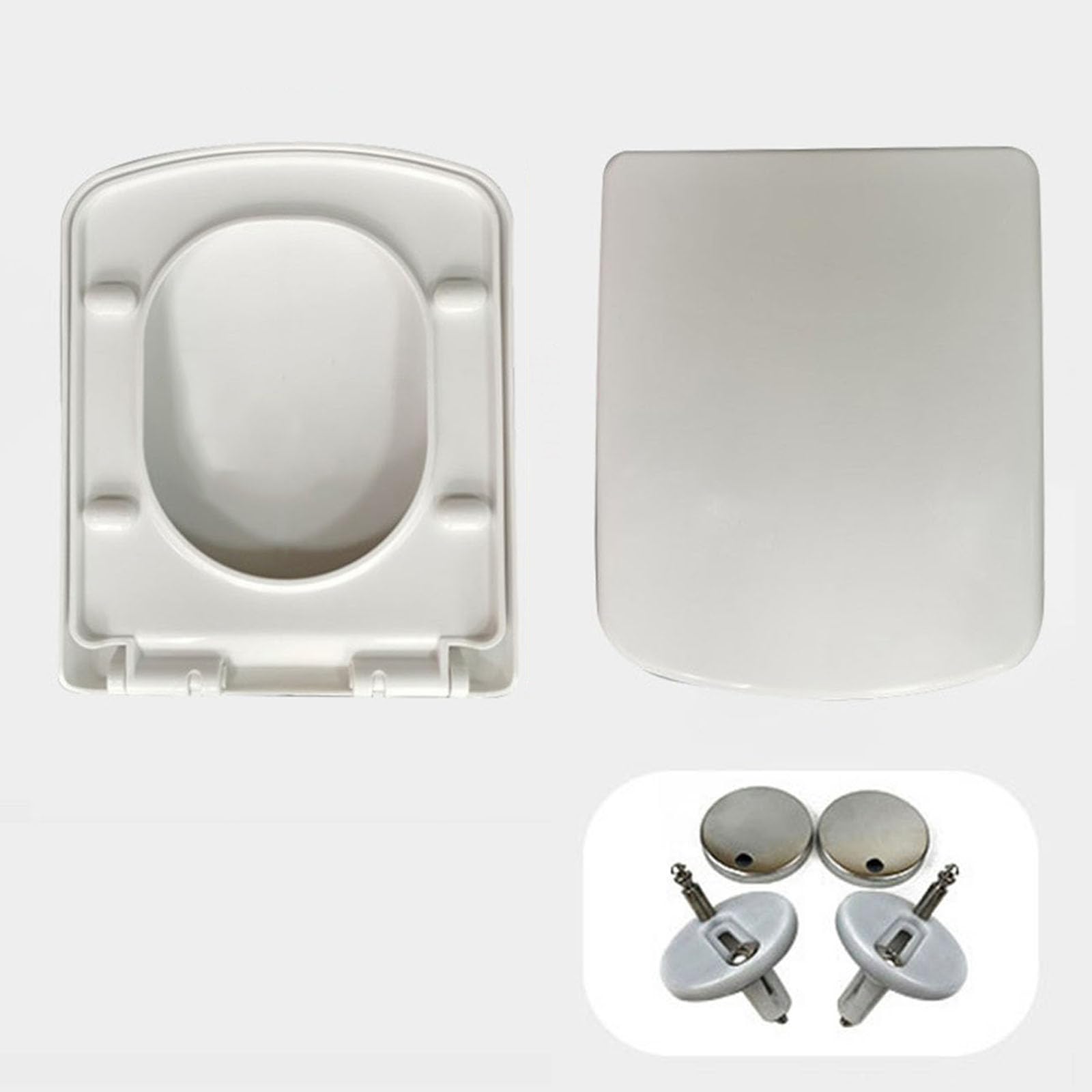 IBOWZ Tapa de WC Bisagras cuadradas Blancas de liberación rápida y fijación Superior Ajustable, 365 x 420 mm