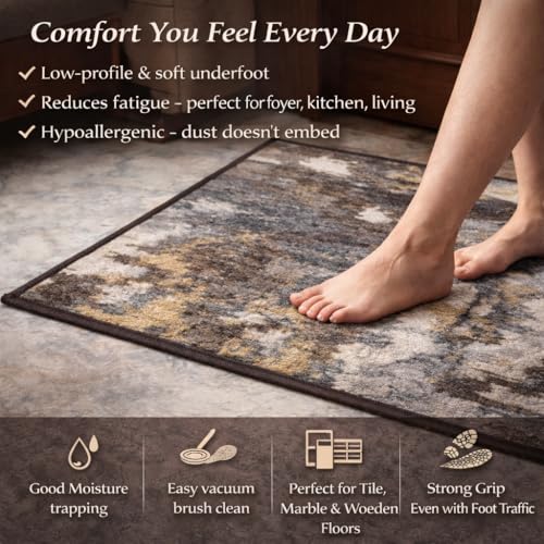 Image of Matz&More Abstract Utopica Floor Mat | 40x60 CM | Brown | Nylon Tufted Gel Baking Anti-Slip | Doormat for Home Entrance, Kitchen & Bedroom