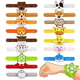 XIPEGPA 16 PCS Stuffed Animal Slap Bracelets Set Animal Farm Ocean and Jungle Plush Slap Bracelets Cute Wrist Band Toy for Party Favors 16 Styles