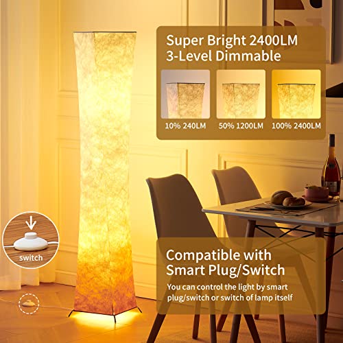 Chiphy Floor Lamp, Dimmable 61"(L) Tall Standing Lamp, 3 Levels Adjustable Brightness Led Bulbs, Column Floor Light, Red Gradient Fabric Lampshade, Home Decor For Living Room, Bedroom, Kids Room #TOP1