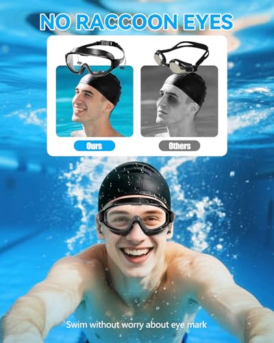 Image of Aegend New Adult Wide View Swim Goggles, Anti-Fog /UV No Leak Swimming Goggles with Ear Plugs for Men & Women