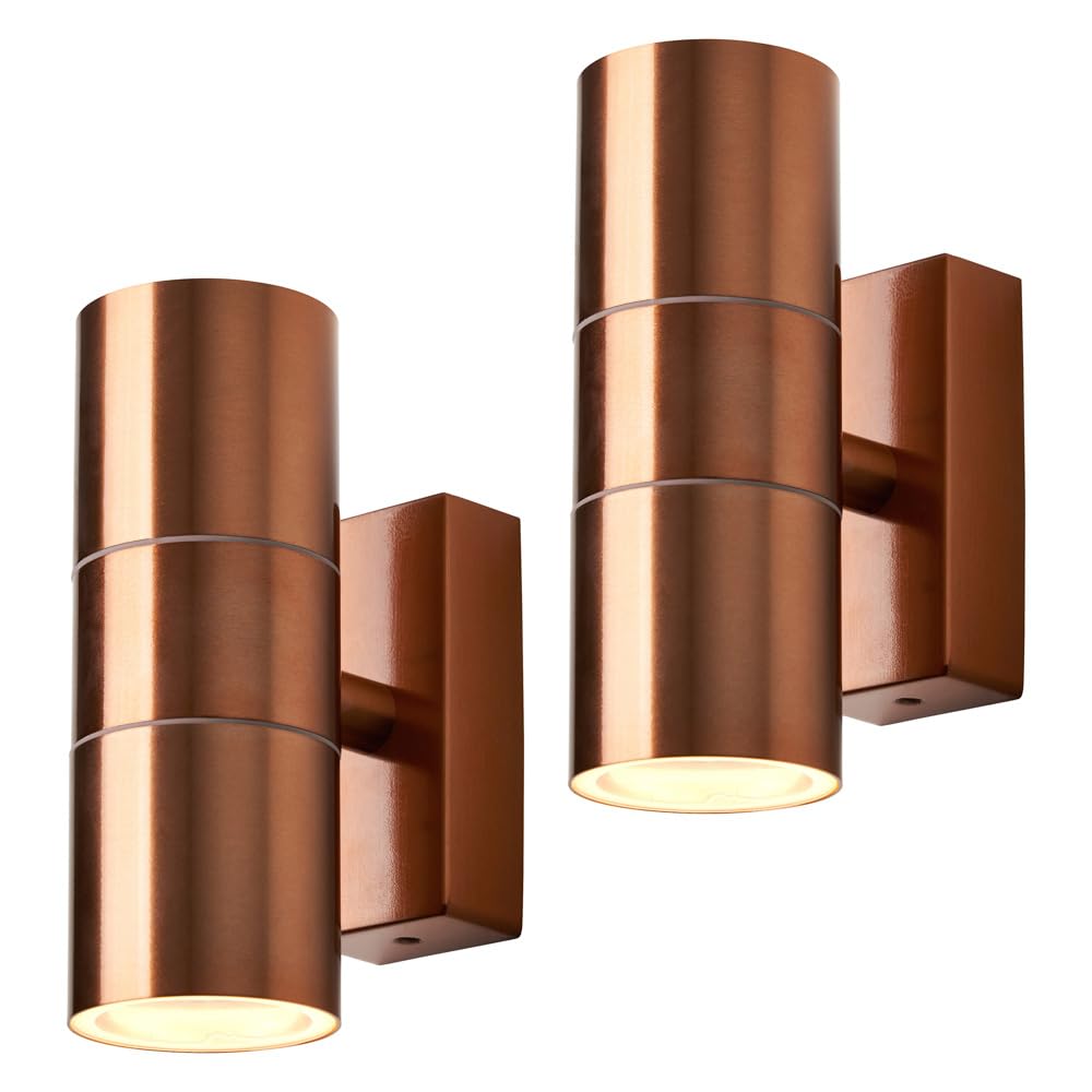 LITECRAFT Kenn Up & Down IP65 Rated Outdoor Wall Light - (Copper, Pack of 2)