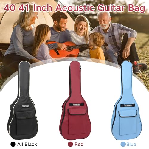 SUQ Wasserdichte Oxford Gitarrentasche, 40/41 Zoll Tasche Musikmuster Nylon Gigbag, E-Gitarrentasche Akustikgitarre und Konzertgitarren Stoßfest (Blau)