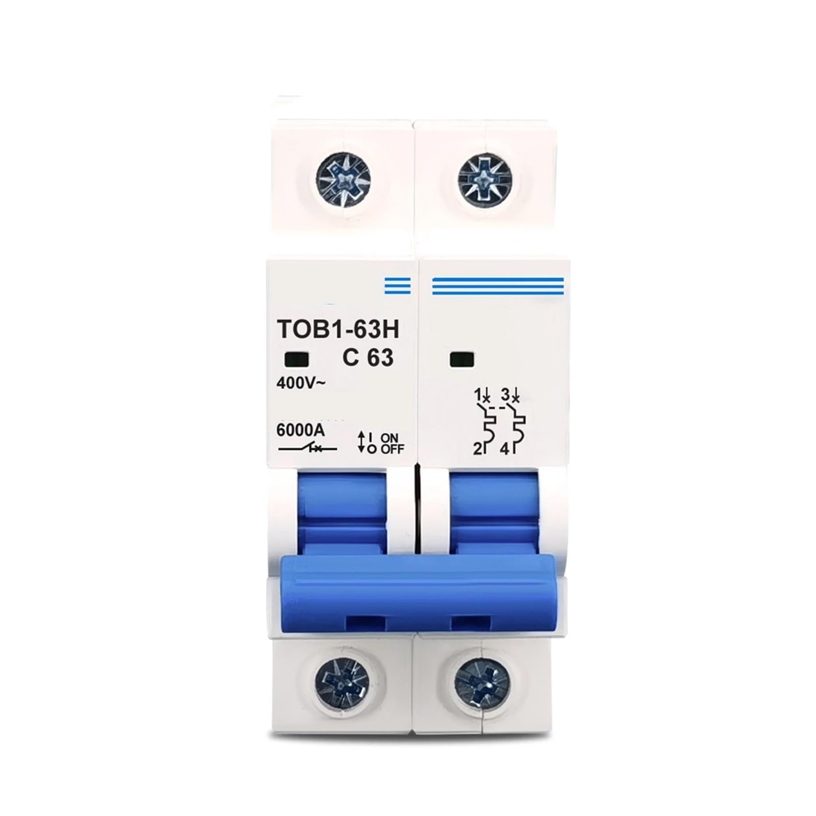 Disyuntor de CA tipo C de 2 polos y 40 A construido con materiales resistentes para redes de 400V 7