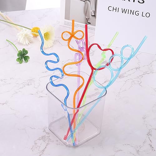20 pitillos divertidos curvos de plástico reutilizables miniatura 5
