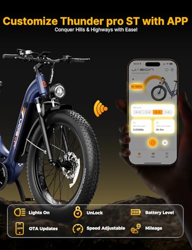 Image of Jasion Thunder PRO /ST Electric Bike,2000W Peak Ebikes for Adults,26''Fat Tire Best Ebike for Men,90 Miles with 1040Wh Battery,35 MPH Max Speed Bicycles,500 lbs Capacity,Certified By UL2849
