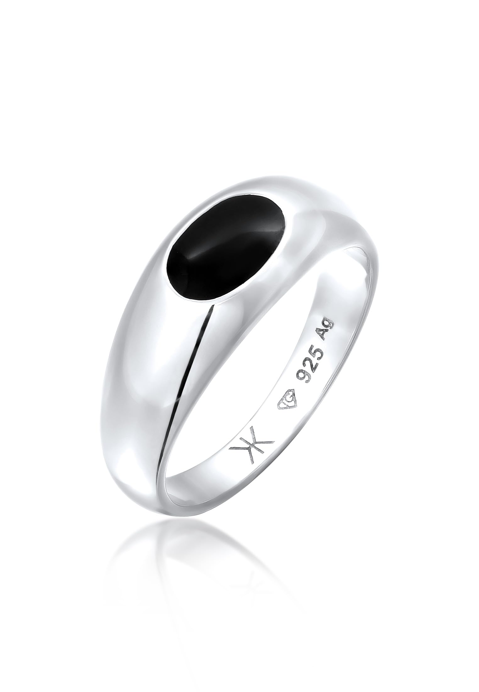Kuzzoi Anello con sigillo da uomo lucidato con smalto in argento Sterling 925, anello in argento massiccio per uomini di misura 60-66, 0611792824