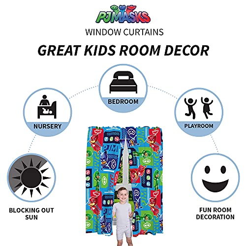 Franco Kids Room Window Curtains Drapes Set, 82 in x 63 in, PJ Masks