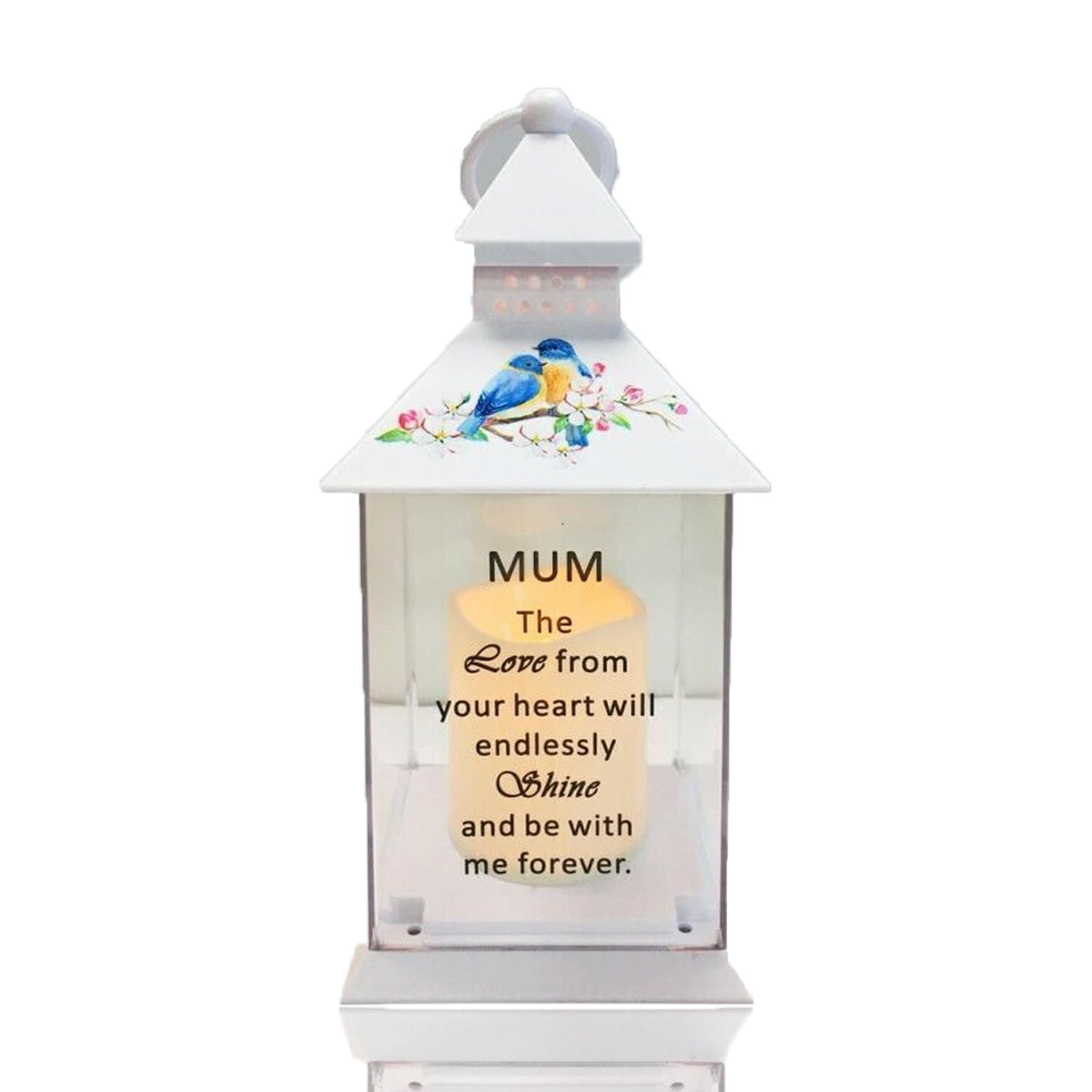 Yaldram Memorial Light-Up Lantern, Bird Floral Candle Graveside Memory Remembrance, Plaques in Loving Memory of Your Loved Ones (Mum)