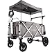 Produktbild FUXTEC Bollerwagen faltbar FX-CTL900 Grau mit Dach - Transportwagen klappbar |inkl. Hecktasche mit Schuhfach & Komfort-Schiebegriff | 5-Punkt-Gurt | Handwagen/Leiterwagen  Das Original